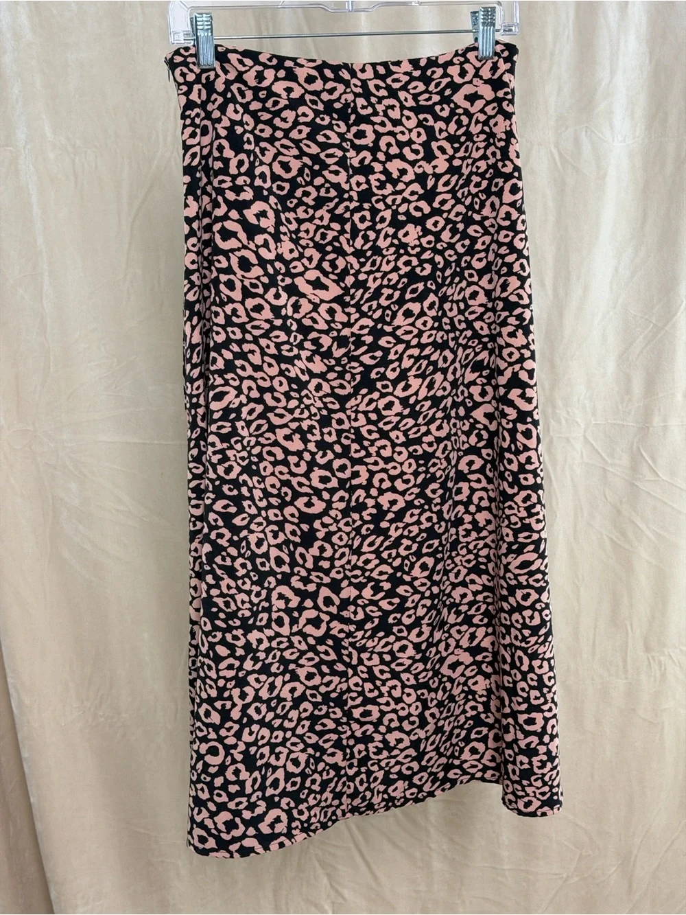 SHEIN Leopard-Print Midi Skirt with Front Slit - Black/Tan